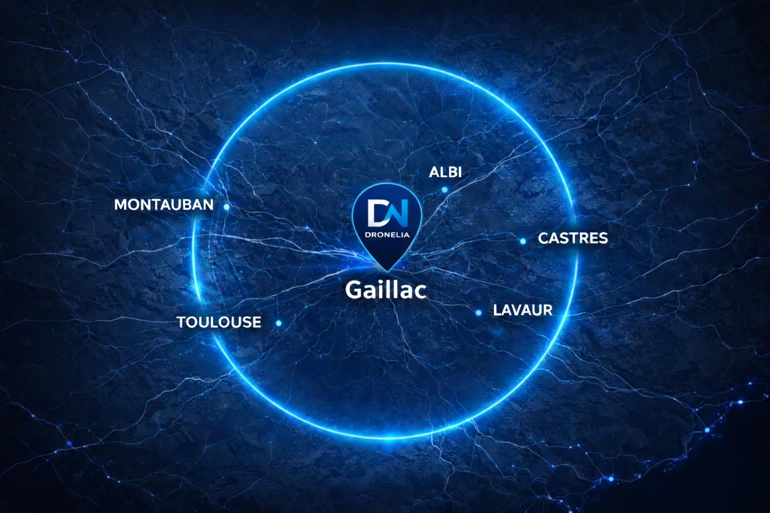 Zone d'intervention Dronelia depuis le Tarn vers l'Occitanie